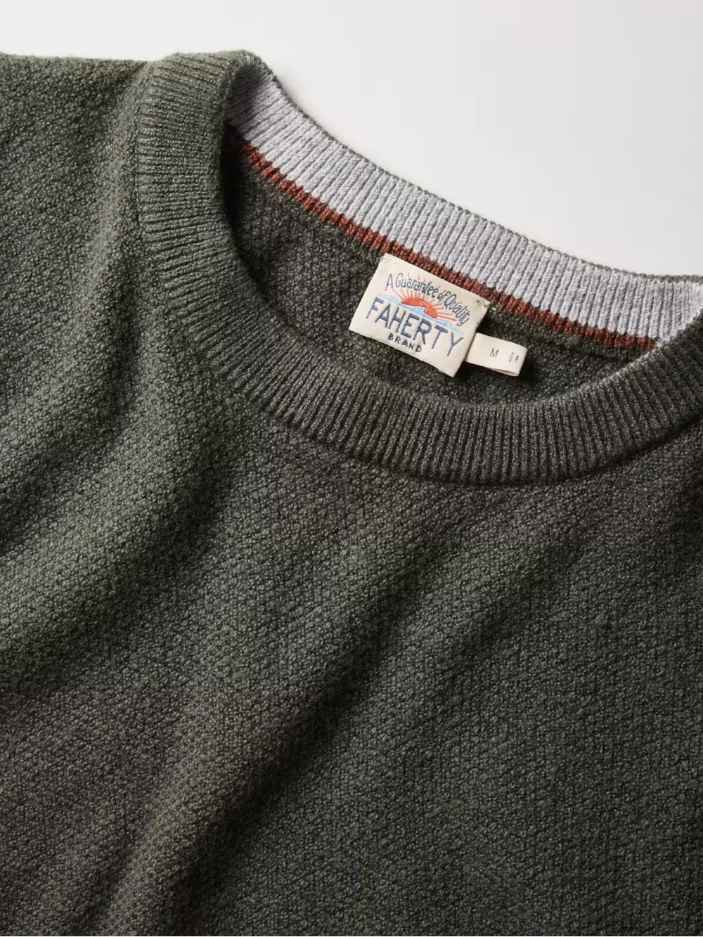$172 Faherty Brand Jackson Crew Sweater In Forest Grove Green Size Medium! - Picture 4 of 11